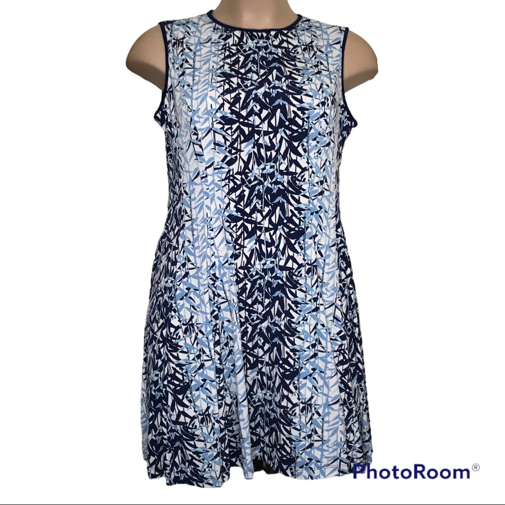 Print Pattern Zipper Sleeveless Dress Size 18